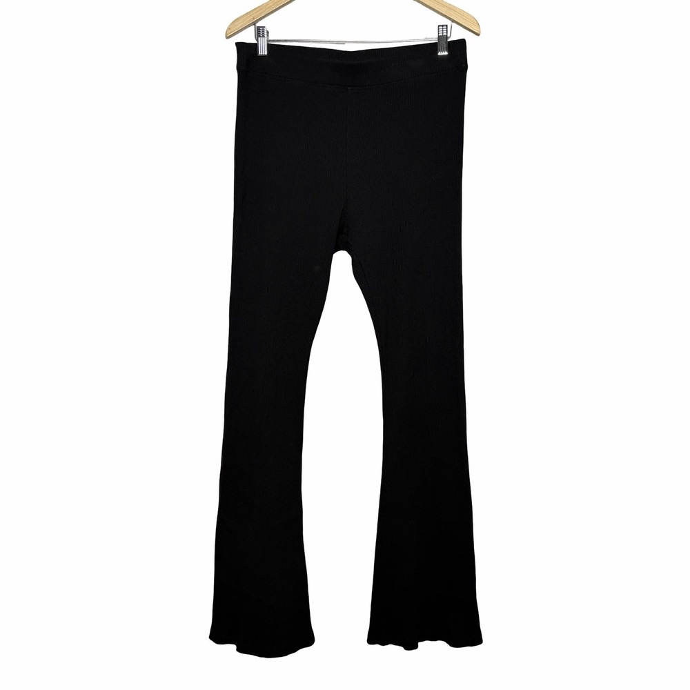 PINK Victoria's Secret Ribbed Flare Leggings Womens XL Black Yoga Y2K Stretch